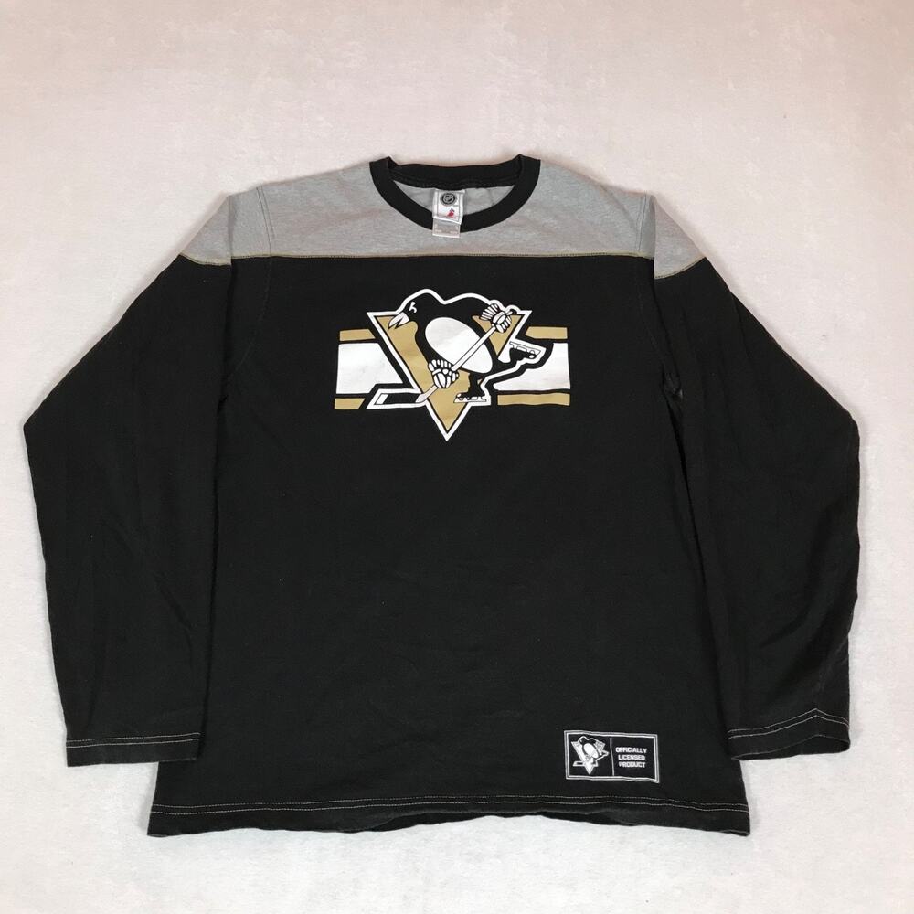 NHL Pittsburgh Penguins Malkin Black Cotton Long Sleeve Jersey Shirt Medium